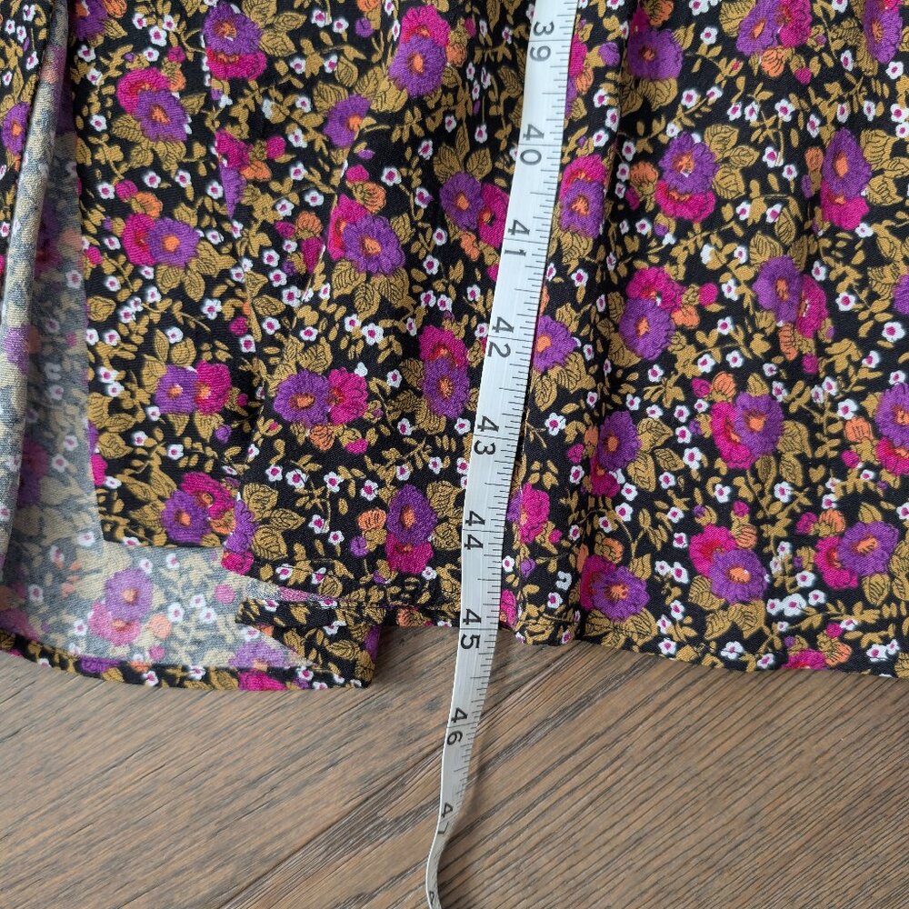 Sezane Black Floral Midi Dress with Pink & Green Print - Picture 4 of 5